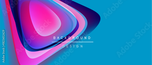 Abstract vibrant layers create dynamic composition. Blue background contrasts pink, purple hues. Modern design element for digital projects.
