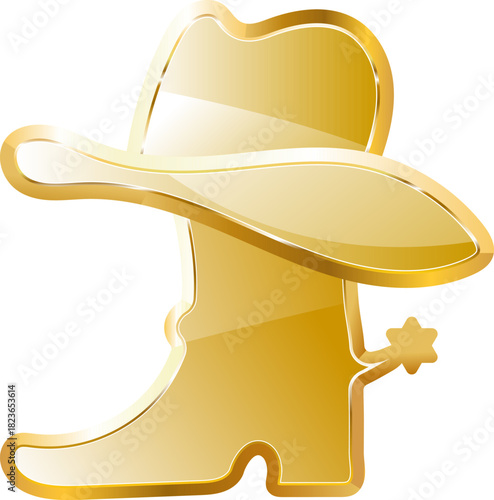 cowboy shoes gold icon. Isolated on transparent background.