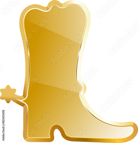 cowboy shoes gold icon. Isolated on transparent background.