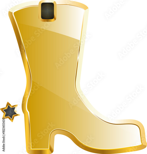 cowboy shoes gold icon. Isolated on transparent background.