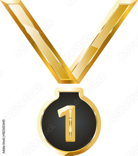 medal gold icon. Isolated on transparent background.