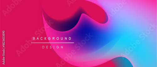Abstract fluid shapes blend vibrant pinks, blues, purples. Modern design features text background, design. Smooth gradients create dynamic visual effect.