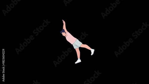Animated person stretching balancing for fitness routine