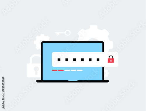 Cybersecurity weak password login breach risk attack warning as careless users reuse simple codes and face account takeover threats across apps under poor session control vector illustration