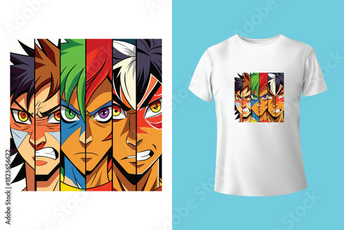 A playful, split-face cat with one side gray and the other orangeboth smiling wide with tongues outand bright green eyes against a teal background.