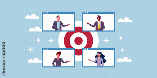 Diverse team collaborating remotely towards a common goal