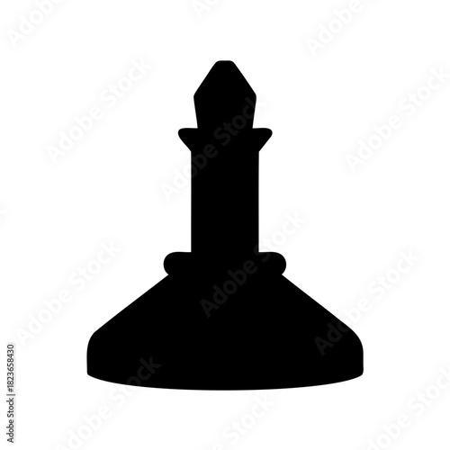 Silhouette of a chess piece queen, black figure isolated on white backdrop