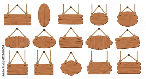 Rustic wooden signs with rope, perfect for farm, western, or country designs, add a touch of vintage charm to your creative projects today