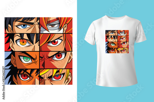 Stylish anime character portrait against a vibrant color split.