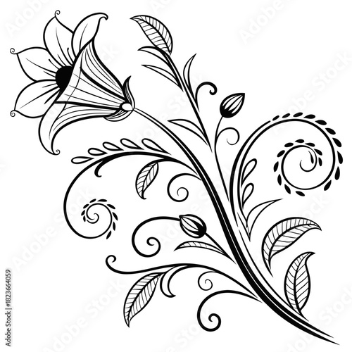 Elegant Ornament Collection: An exquisite assortment of black, swirling, stylized ornament designs, capturing the essence of refined grace and artistic charm.	