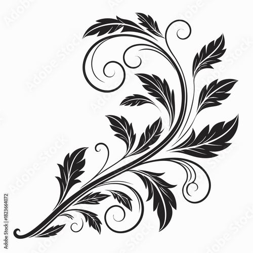 Elegant Ornament Collection: An exquisite assortment of black, swirling, stylized ornament designs, capturing the essence of refined grace and artistic charm.	