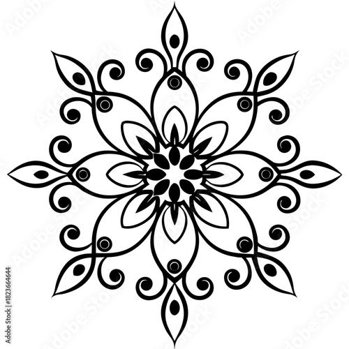 Elegant Ornament Collection: An exquisite assortment of black, swirling, stylized ornament designs, capturing the essence of refined grace and artistic charm.	