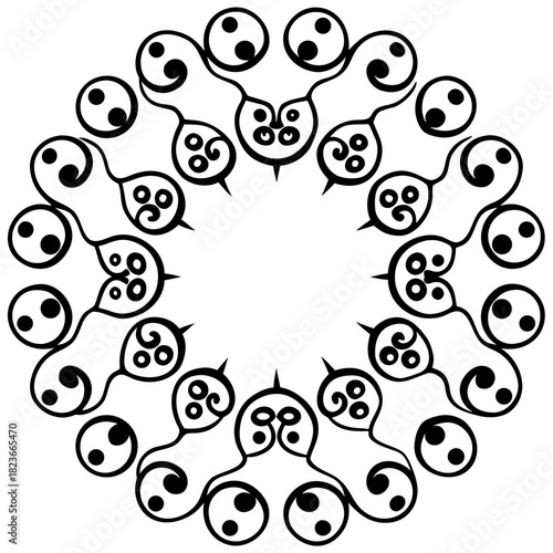 Elegant Ornament Collection: An exquisite assortment of black, swirling, stylized ornament designs, capturing the essence of refined grace and artistic charm.	