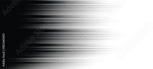 High-Speed Horizontal Motion halftone dot pattern Lines Abstract Black and White Gradient Fade Texture Background