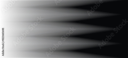 Monochromatic Abstract Horizontal Zoom Lines Effect Background with Black and White Gradient Stripes