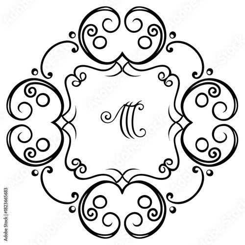 Elegant Ornament Collection: An exquisite assortment of black, swirling, stylized ornament designs, capturing the essence of refined grace and artistic charm.	