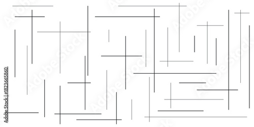 Minimalist Black and White Geometric Background with Random Horizontal and Vertical Lines Texture