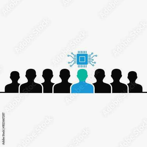 Artificial intelligence integration with human intellect, highlighting a standout individual