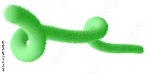 Abstract fluffy green gradient doodle 3d shape a soft furry and playful design element wallpaper backdrop isolated on a white background