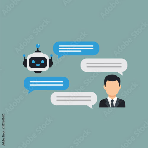 AI Chatbot and Human Conversation Digital Customer Service Interaction