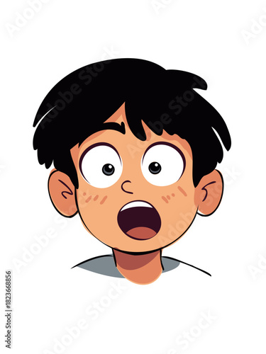 young boy with wide open mouth expression