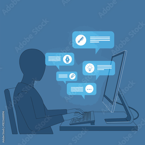 Digital creative expressing ideas and designing new concepts on screen