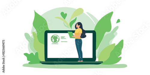 ecology expert examining data for environmental protection