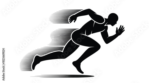 Silhouette of a runner sprinting dynamic vector illustration for sports and fitness isolated on white background