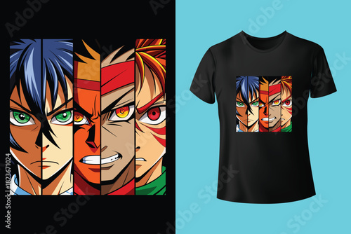 Anime Character Half Glitch Art Style