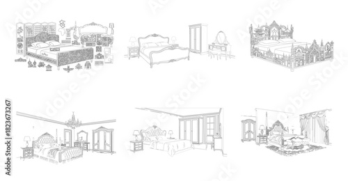 Modern bedroom interior design illustration with furniture