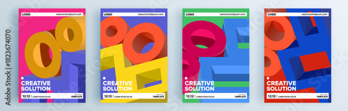 Modern abstract covers set, minimal covers design. Colorful geometric background, vector illustration.
