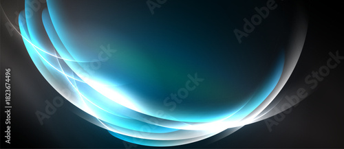 Abstract blue light curves form elegant shape. Dark background emphasizes glowing lines, creating modern visual effect.