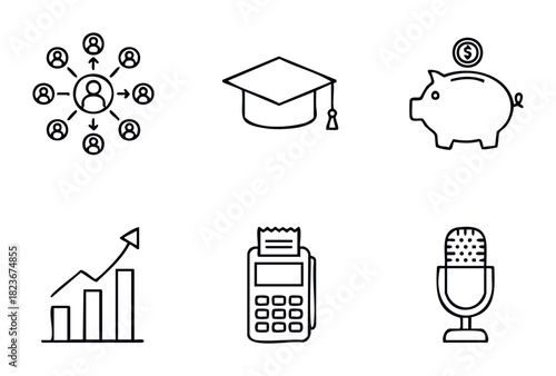 Collection of Icons Representing Business Growth Education Finance And Communication Tools For Web And App Development Projects