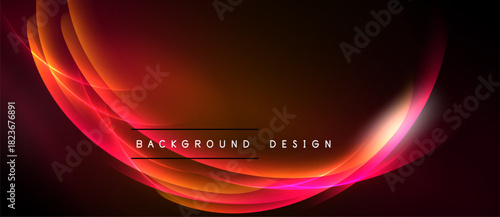 Abstract red design features flowing lines, bright highlights, dark background. Modern aesthetic, dynamic composition, suitable banner or wallpaper.