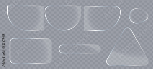 Liquid glass smartphone icon interface isolated for dark theme. White ui light frame square and circle banner with glow stroke. Control center widget for smartphone and web app,white paper clip