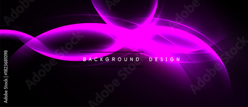 Abstract purple lines create dynamic flow. Dark background emphasizes bright curves, modern design element. Simple, elegant composition.