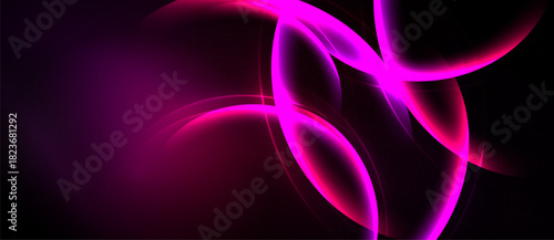 Abstract pink swirls, luminous lines against dark background. Modern design, vibrant energy, smooth gradients present.