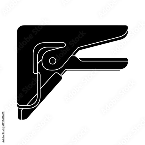 Black silhouette of a corner clamp tool for woodworking projects.