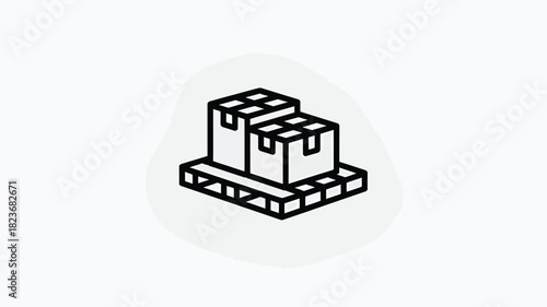 Boxes on a pallet simple line art vector icon for logistics and delivery services isolated on a white background