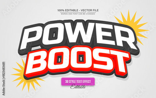 Power Boost Energy 3D Text Effect Editable