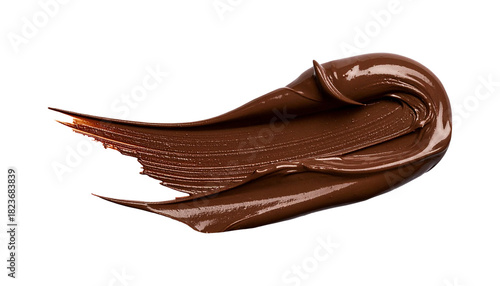 extured abstract dark brown paint stroke isolated on transparent background, png