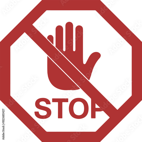 Stop sign icon with hand - for stock