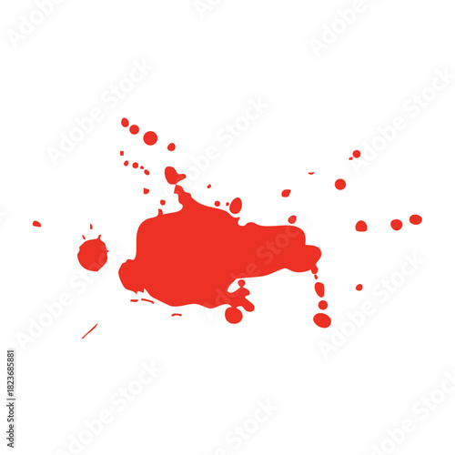 Red ink splash brush drop