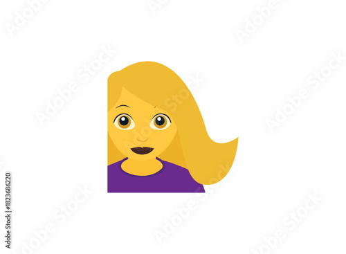 woman face person long hair diva emoji symbol sign icon vector illustration isolated flat