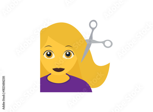haircut hair woman hairdresser cut scissors women emoji symbol sign icon vector illustration isolated flat