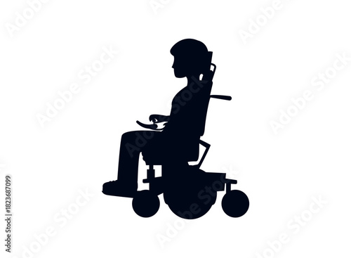 woman in motorized wheelchair accessibility emoji symbol sign icon vector illustration isolated flat