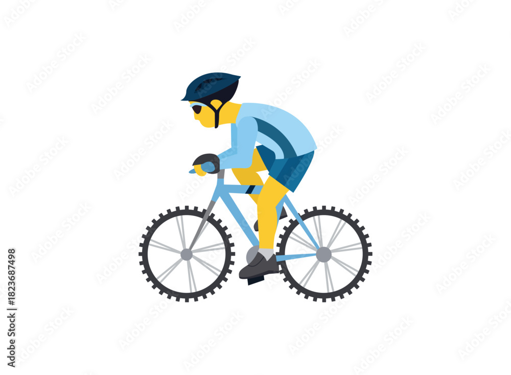 Naklejka premium person man men male Mountain Bicyclist biker biking bike helmet off-road bicycle road sports emoji symbol sign icon vector illustration isolated flat blue