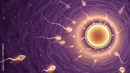 Captivating journey of sperm cells towards the ovum fertilization process in vivid visuals