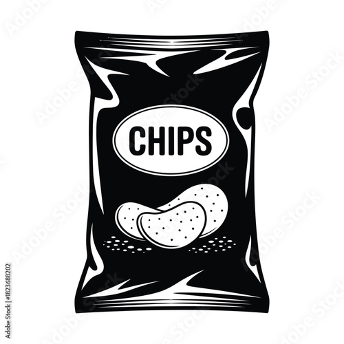 Chips Bag Packaging Icon - Snack Food, Fast Food & Junk Food