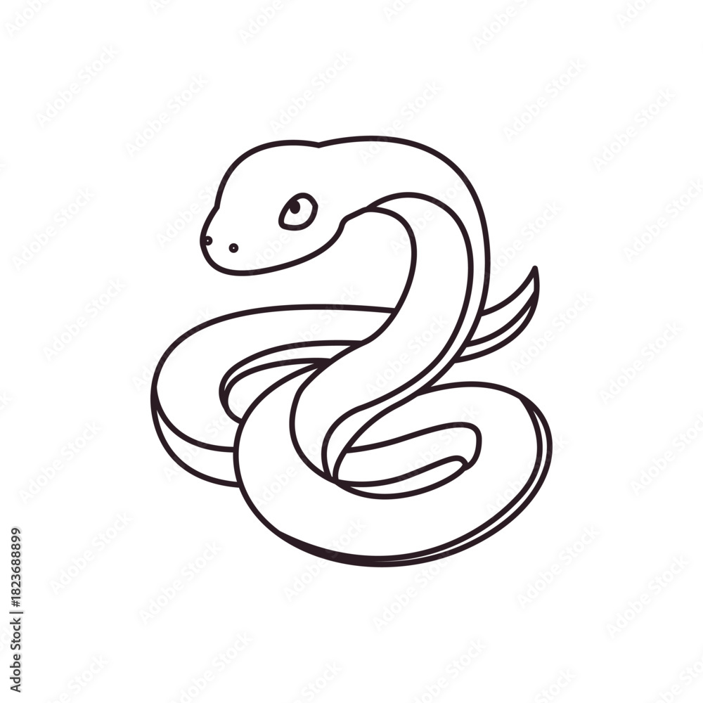 Naklejka premium green snake cute reptile animal serpent emoji symbol sign icon vector illustration isolated flat